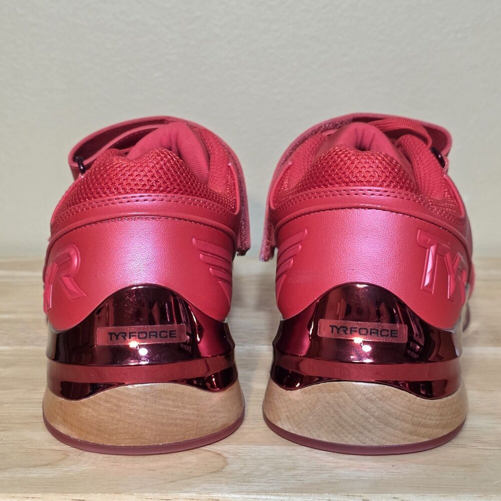 TYR TYRFORCE Elite Carbon Weightlifting Shoes Red Wood Heel Men's 8.5 Women's 10 - Picture 5 of 9